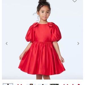 Red Puff Sleeve Dress for Girls